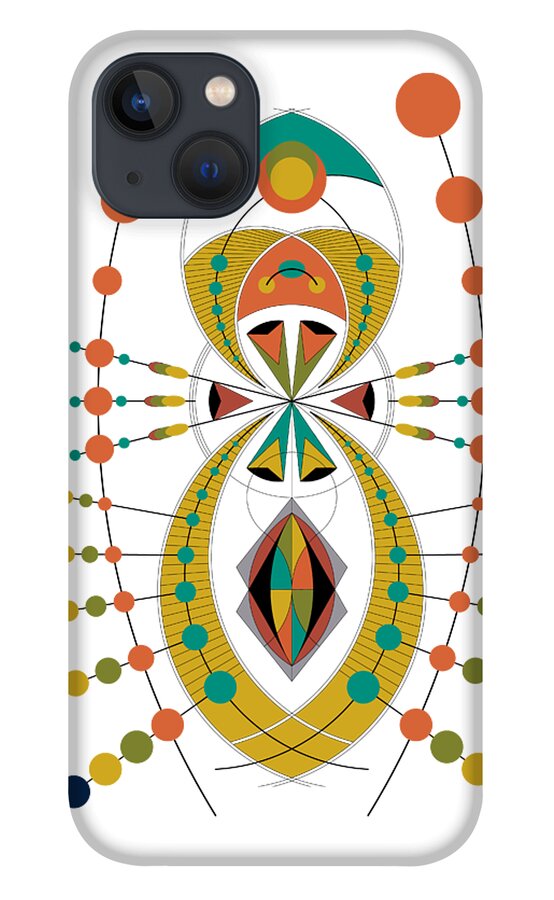 Mid Century iPhone 13 Case featuring the digital art The Visitor of Mid-Century with cream horizontal background by DB Artist