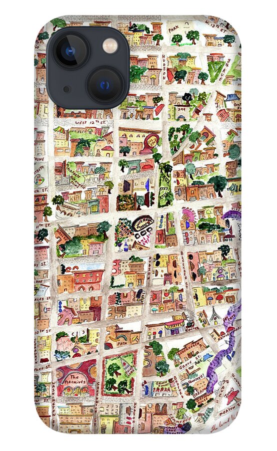 Greenwich Village iPhone 13 Case featuring the painting The Way West Village by AFineLyne
