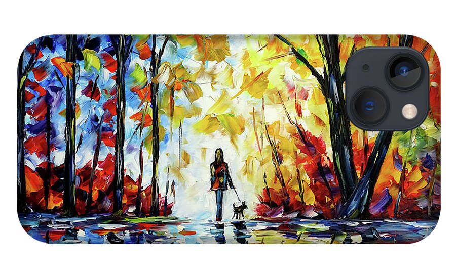 Woman Alone iPhone 13 Case featuring the painting The Woman With The Dog by Mirek Kuzniar