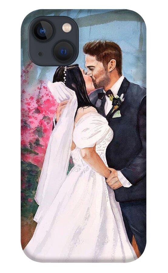 Wedding Portrait iPhone 13 Case featuring the painting The Zealous Groom by Vicki B Littell
