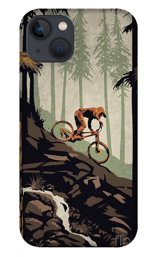 Mountain Bike iPhone 13 Case featuring the painting Think Outside No Box Required by Sassan Filsoof