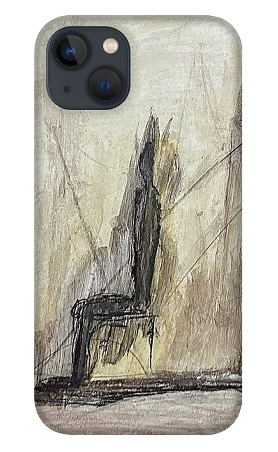 Drawing iPhone 13 Case featuring the drawing Three figures minus one by David Euler