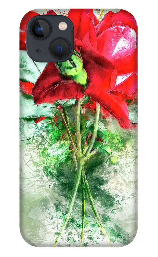 Digital iPhone 13 Case featuring the digital art Three Roses by Anthony Ellis