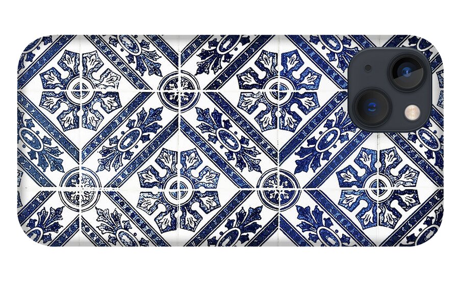 Blue Tiles iPhone 13 Case featuring the digital art Tiles Mosaic Design Azulejo Portuguese Decorative Art VII by Irina Sztukowski