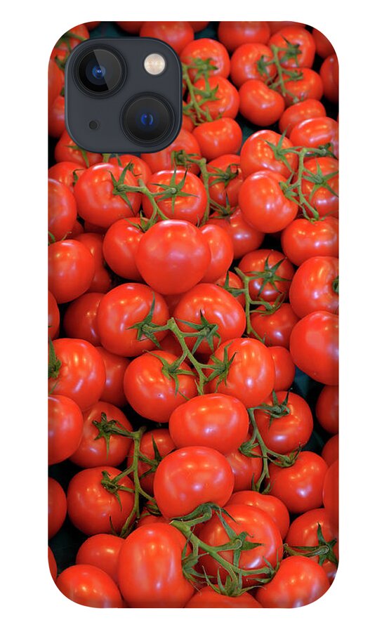 France iPhone 13 Case featuring the photograph Tomatos, Thursday Market, Boulevard Saint-Germain, Paris, France by Kevin Oke