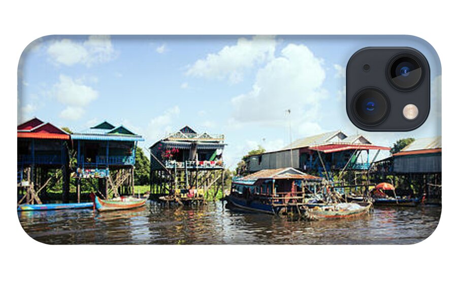 Panoramic iPhone 13 Case featuring the photograph Tonlesap lake cambodia floating village by Sonny Ryse