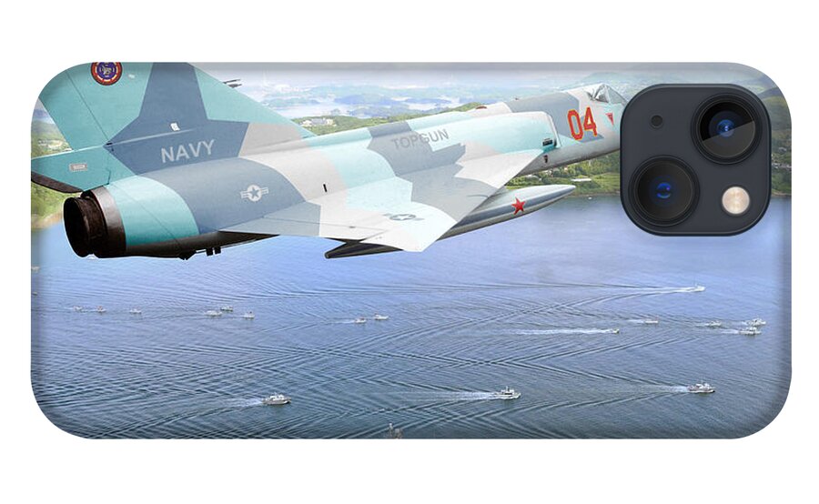Delta Dart iPhone 13 Case featuring the digital art Top Gun Convair F-106N by Custom Aviation Art