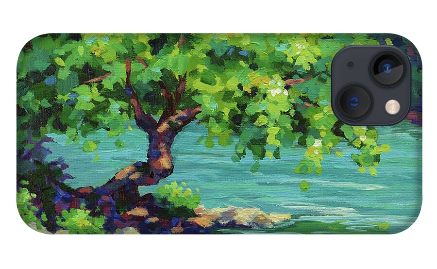 Trees iPhone 13 Case featuring the painting Tree on the River by Karen Ilari