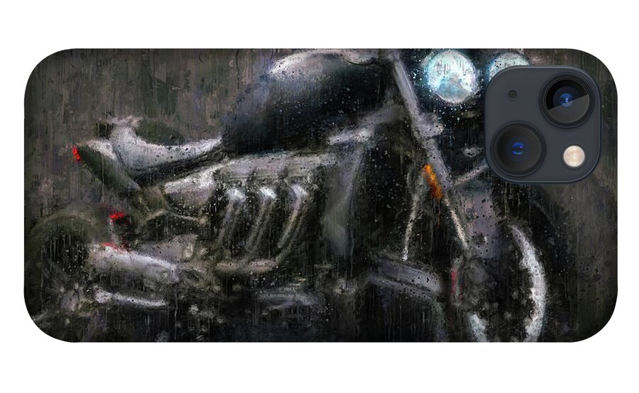 Motorcycle iPhone 13 Case featuring the painting Triumph Rocket 3 Motorcycle by Vart by Vart Studio