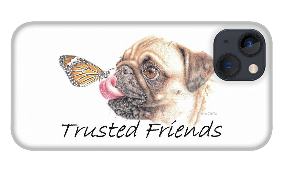 Monarch iPhone 13 Case featuring the drawing Trusted Friends by Karrie J Butler