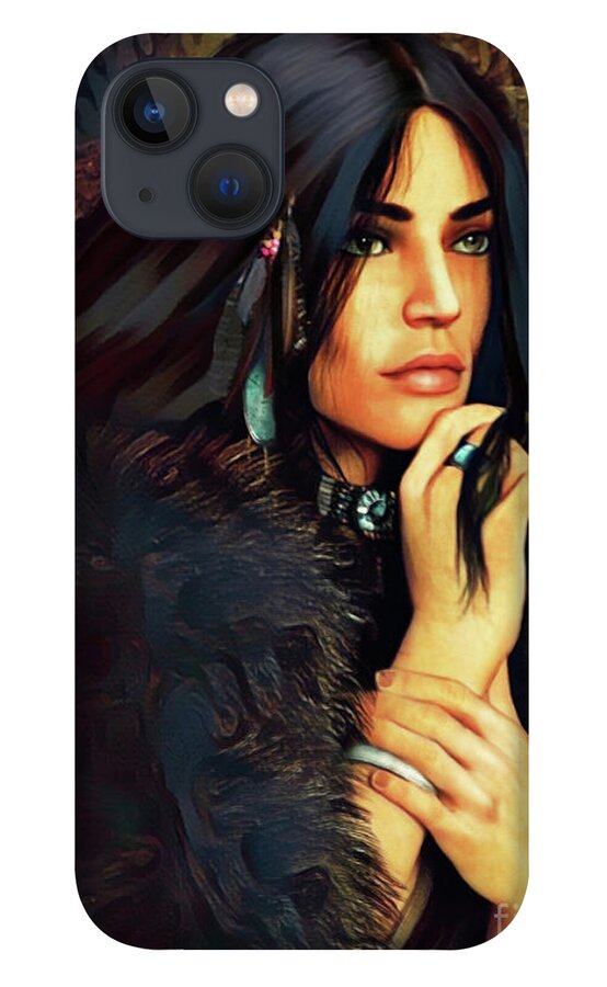 Indigenous Dreamer iPhone 13 Case featuring the digital art Turquoise Dreamer by Shanina Conway