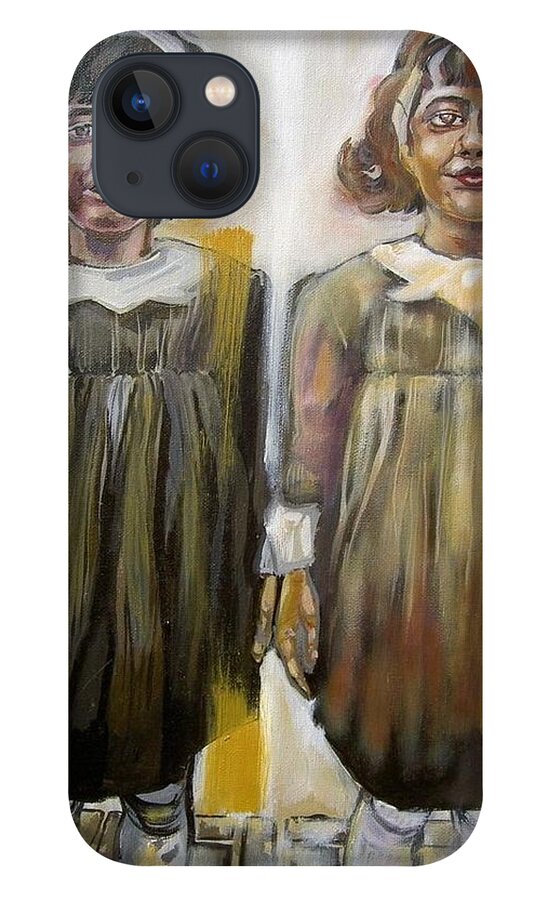  iPhone 13 Case featuring the painting Twins by Try Cheatham