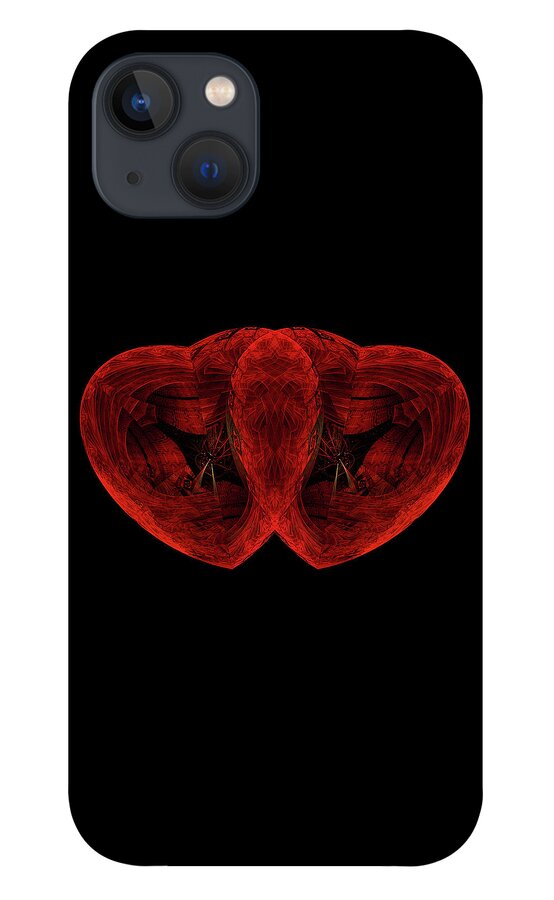 Backgrounds iPhone 13 Case featuring the digital art Two Red Hearts Beating as One by Manpreet Sokhi