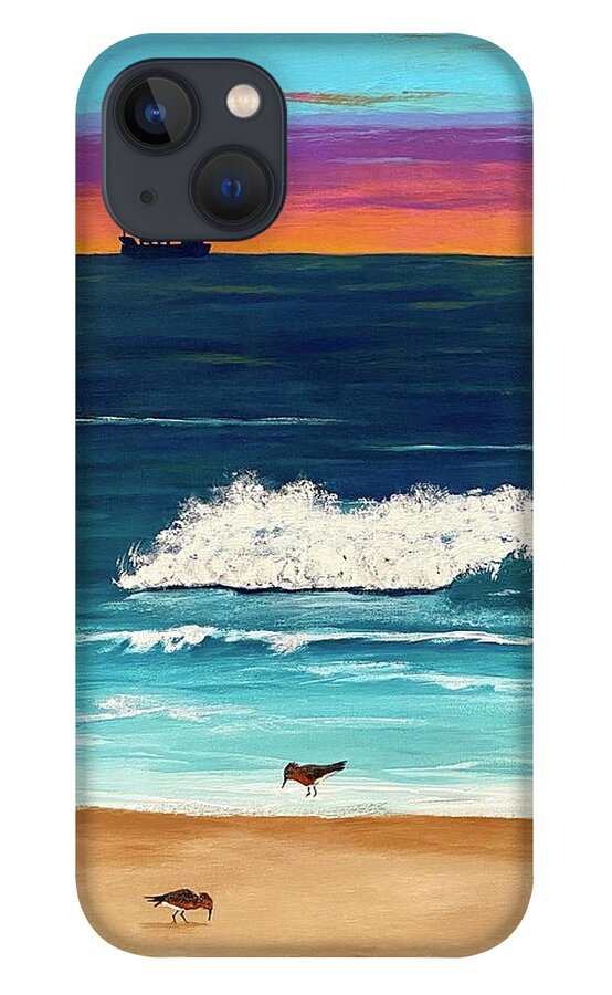 Red Knots iPhone 13 Case featuring the painting Two Red Knots by Wendy Golden