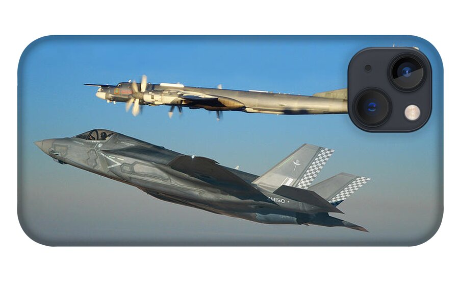 Lightning iPhone 13 Case featuring the digital art UK F-35B Bear Intercept by Custom Aviation Art
