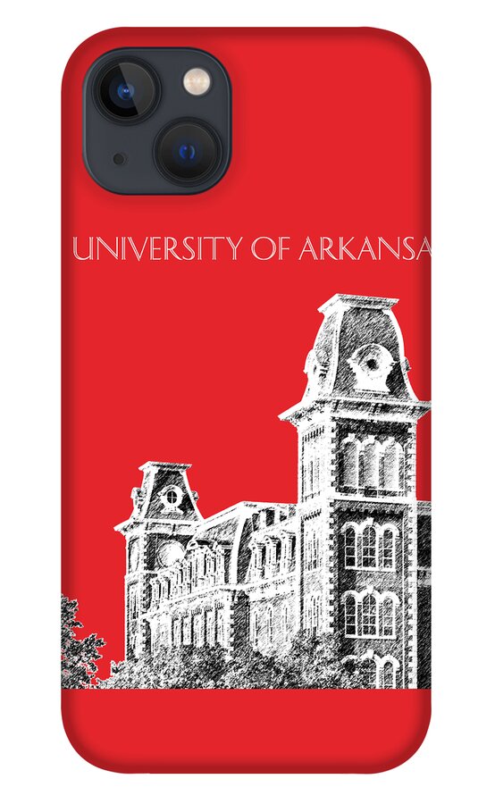 University iPhone 13 Case featuring the digital art University of Arkansas - Red by DB Artist