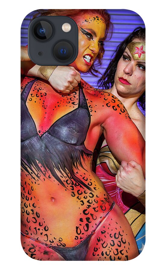 Cosplay iPhone 13 Case featuring the photograph Wonder Woman vs Cheetah by Christopher W Weeks
