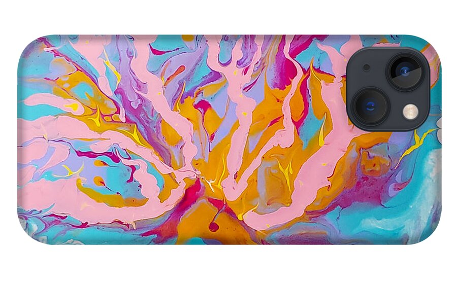 Abstract iPhone 13 Case featuring the painting Upbeat by Christine Bolden