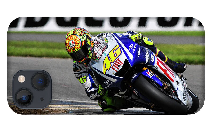 Valentino Rossi iPhone 13 Case featuring the photograph Valentino Rossi Donington Park 2009 by Tony Goldsmith