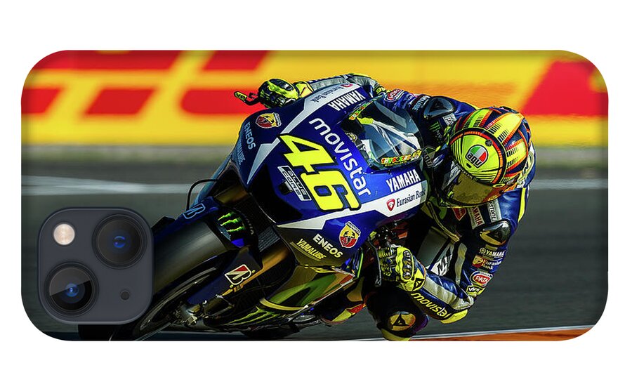 Motogp iPhone 13 Case featuring the photograph Valentino Rossi Valencia 2015 by Tony Goldsmith