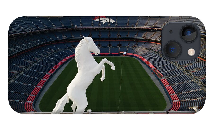 Denver Colorado iPhone 13 Case featuring the photograph View of Denver Bronco overlooking Mile High Stadium by Eldon McGraw