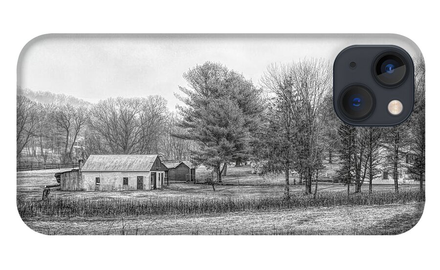 Farm House iPhone 13 Case featuring the photograph Village Farmhouse in black and white by Steve Ladner