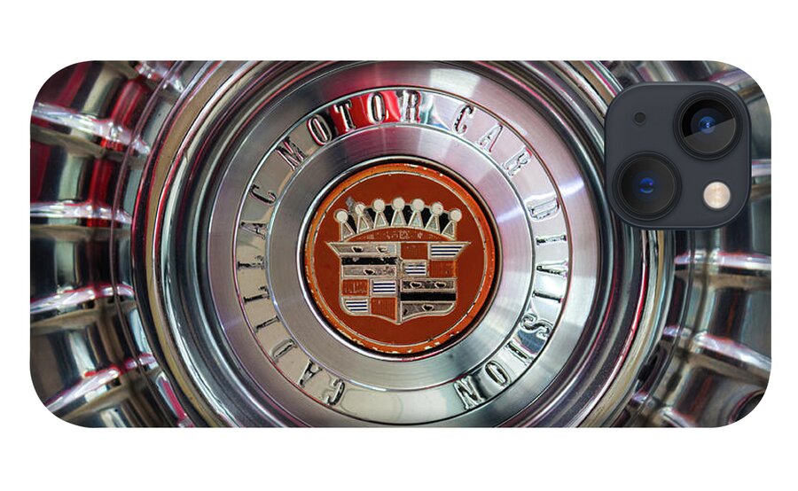 Cadillac iPhone 13 Case featuring the photograph Vintage Cadillac De Ville Convertible 1967 wheel with emblem by Viktor Wallon-Hars