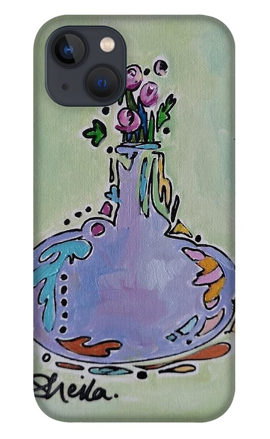 Flowers iPhone 13 Case featuring the painting Violet Bud Vase by Sheila Romard