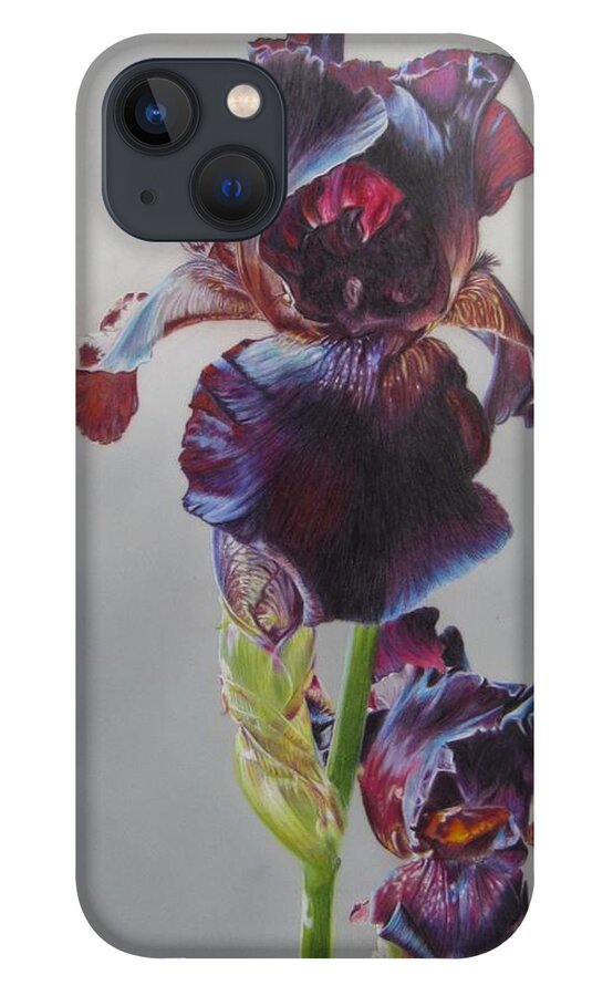 Floral iPhone 13 Case featuring the drawing Violet Iris by Kelly Speros