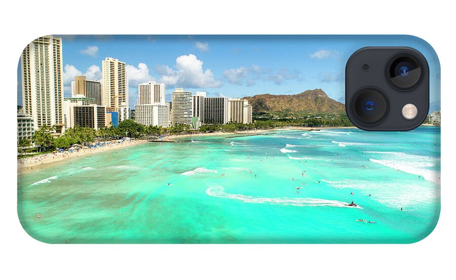 Waikiki Beach Hawaii Oahu Ocean Blue Cristal Clear iPhone 13 Case featuring the photograph Waikiki Bliss by Leonardo Dale
