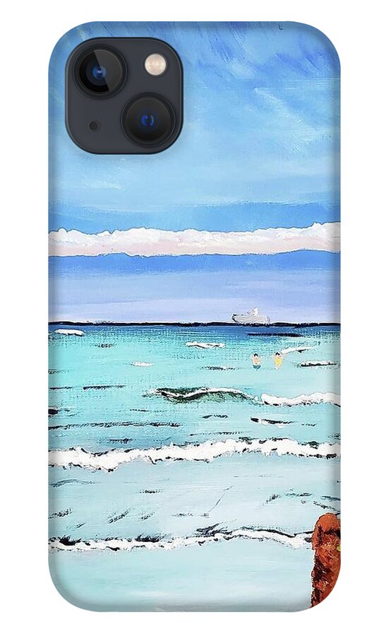 Beach iPhone 13 Case featuring the painting Waiting Along the Shore by Amy Kuenzie
