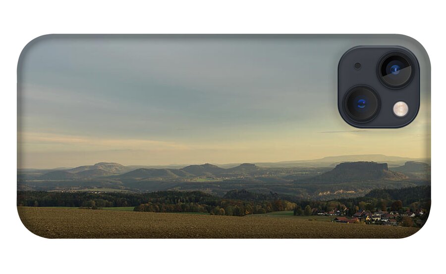 Landscape iPhone 13 Case featuring the photograph Warm gray sky in Saxon Switzerland by Adriana Mueller