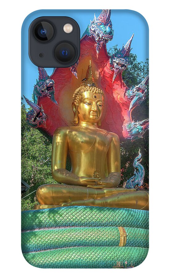 Scenic iPhone 13 Case featuring the photograph Wat Burapa Buddha Image on Naga Throne DTHU1397 by Gerry Gantt