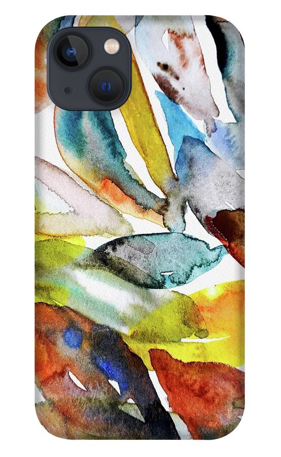 Autumn iPhone 13 Case featuring the painting Watercolor Leaves by Angie Vourtsi