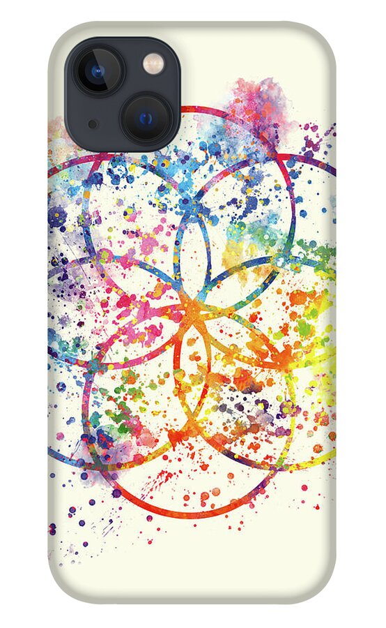 Watercolor iPhone 13 Case featuring the painting Watercolor - Sacred Geometry For Good Luck by Vart