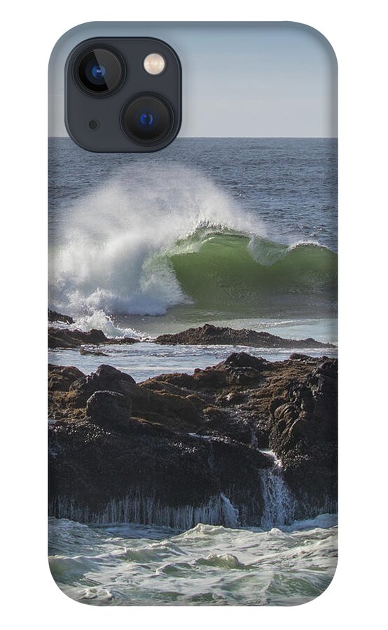 2018 iPhone 13 Case featuring the photograph Wave Near Thor's Well by Gerri Bigler
