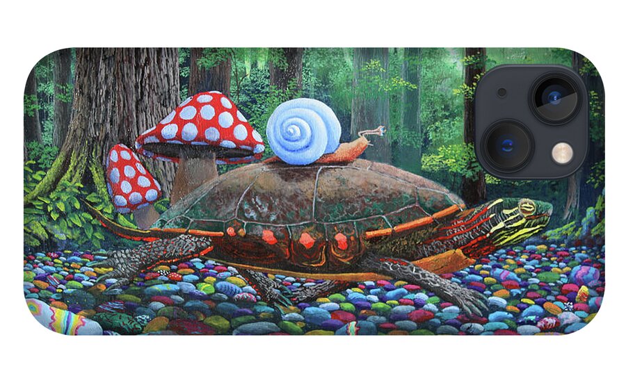 Turtle iPhone 13 Case featuring the painting Weeeeeeeeee by Michael Goguen