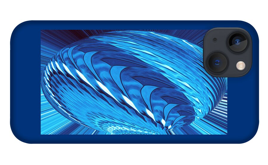Abstract Art iPhone 13 Case featuring the digital art Fractal Wheel Blue by Ronald Mills