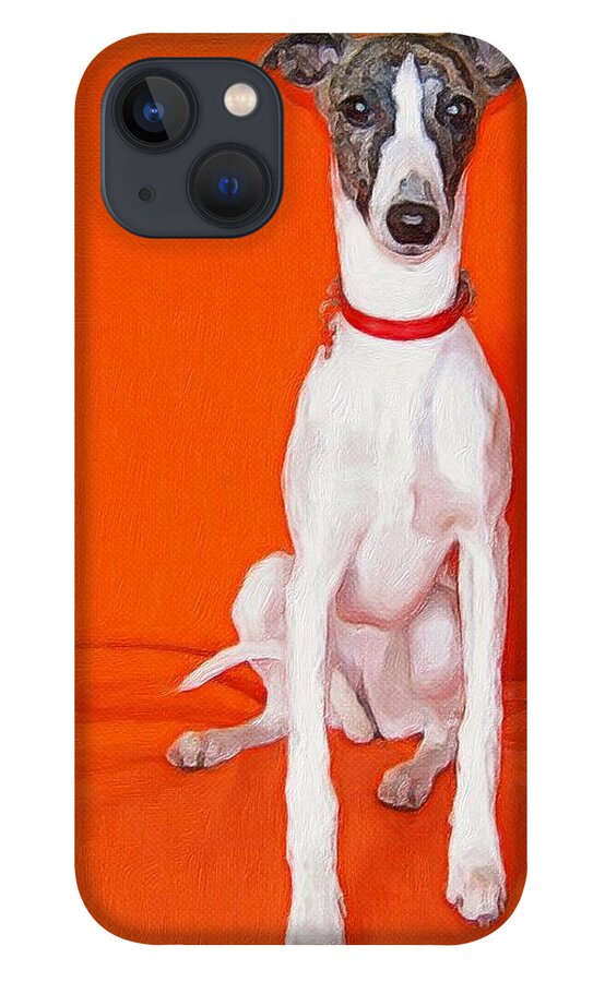 Whippet iPhone 13 Case featuring the digital art Whippet Puppy by Zelda Tessadori