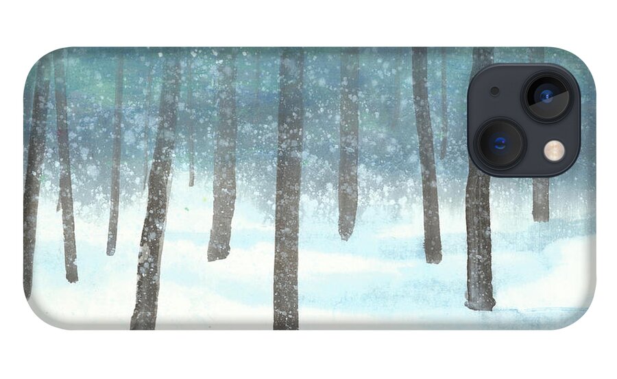 A Red Fox Wanders In A Snowy Forest. A Whisper Of The Great Silence Can Be Heard In The Winter Air. It's A Simple Contemporary Chinese Brush Painting On Rice Paper. iPhone 13 Case featuring the painting Whisper of the Forest by Mui-Joo Wee