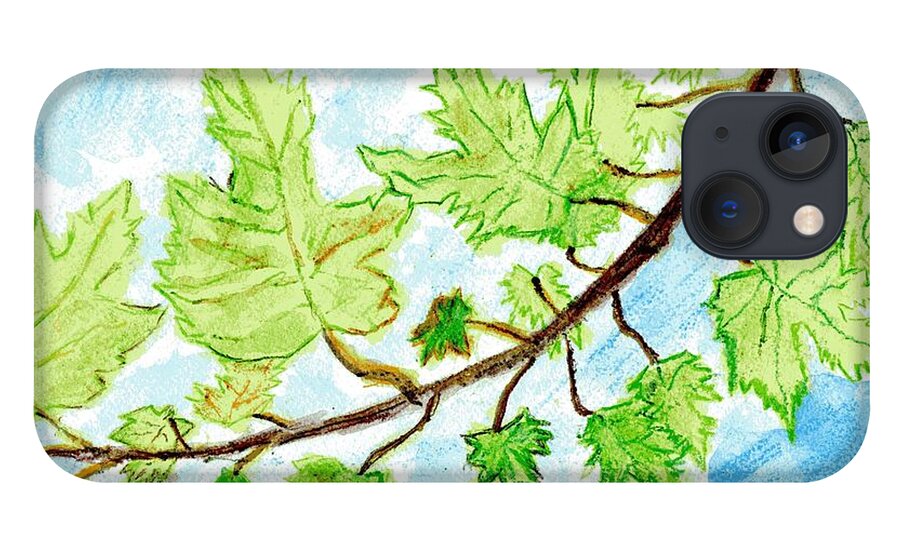 Trees iPhone 13 Case featuring the painting Whispering Secrets in the Wind by Branwen Drew