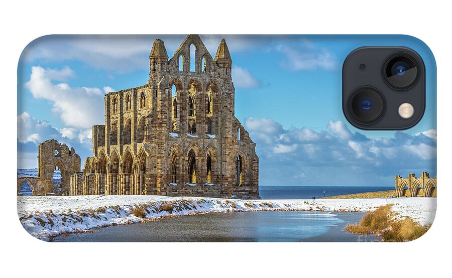 England iPhone 13 Case featuring the photograph Whitby Abbey In The Snow by Tom Holmes Photography