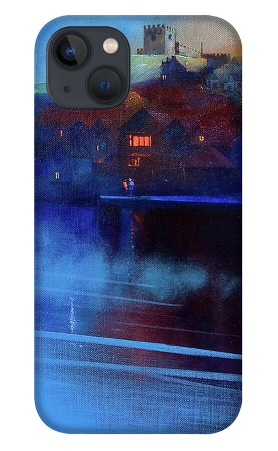 Whitby iPhone 13 Case featuring the painting Whitby Moon and Mist by Neil McBride