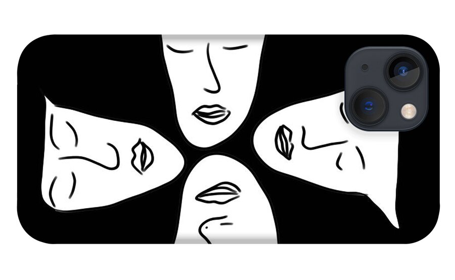 Faces iPhone 13 Case featuring the digital art White Faces by Faa shie