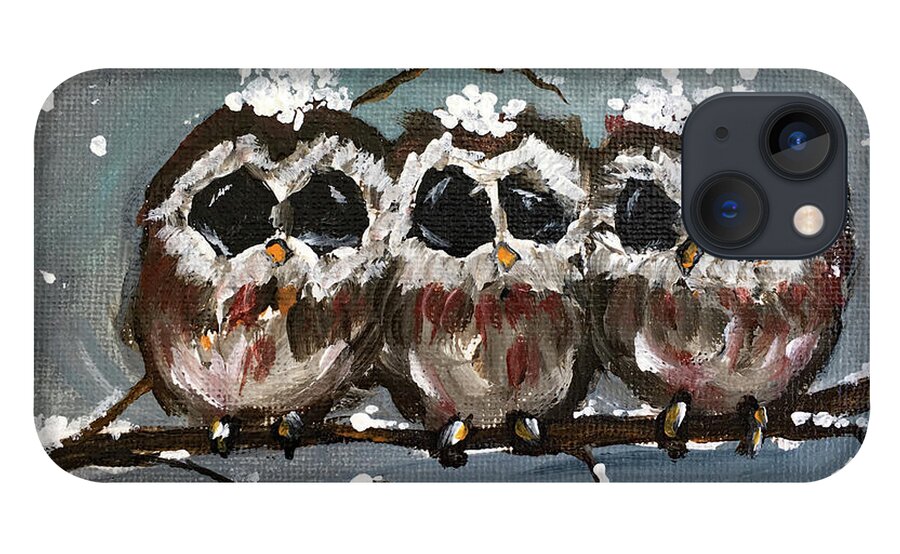 Owls iPhone 13 Case featuring the painting Who Us by Roxy Rich