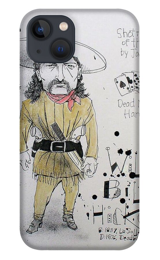  iPhone 13 Case featuring the drawing Wild Bill Hickok by Phil Mckenney