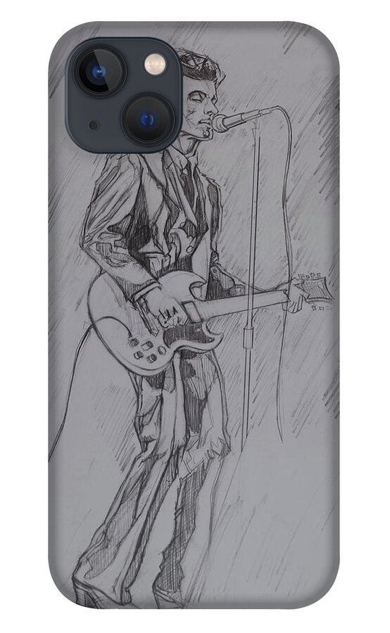 Pencil iPhone 13 Case featuring the drawing Willy DeVille - Steady Drivin' Man by Sean Connolly
