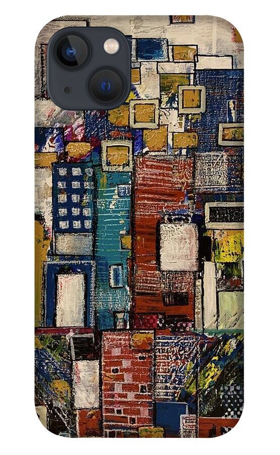Abstract Art iPhone 13 Case featuring the painting Windows and Doors by Raji Musinipally