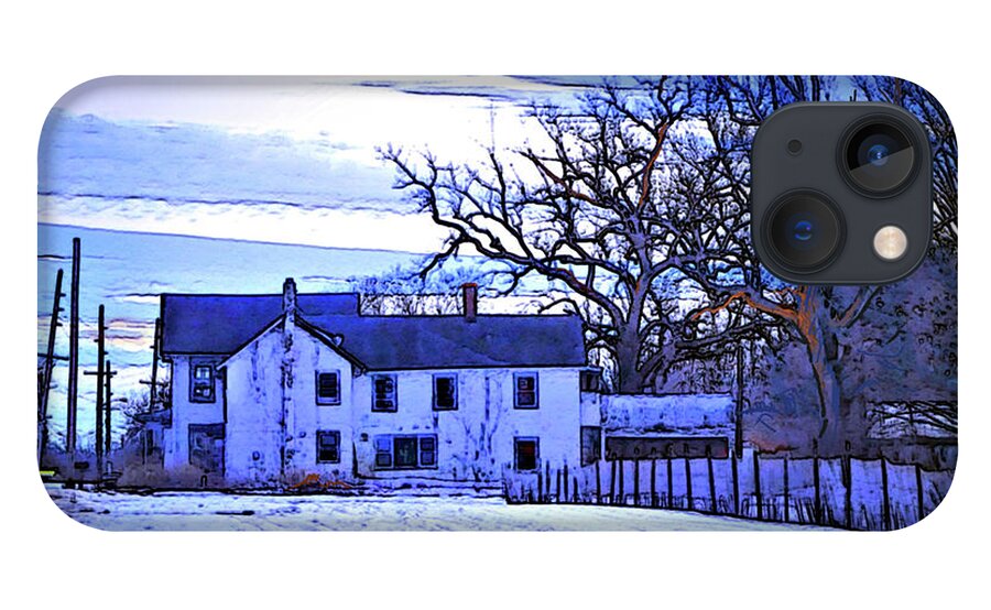 Old Farm iPhone 13 Case featuring the photograph Winter Farmhouse at Twilight by Robert Henne