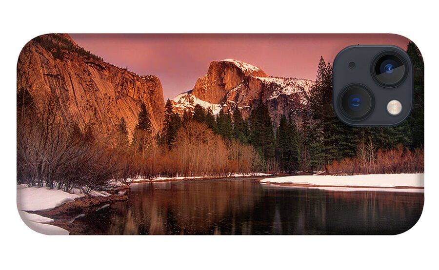 North America iPhone 13 Case featuring the photograph Winter Sunset Lights Up Half Dome Yosemite National Park by Dave Welling